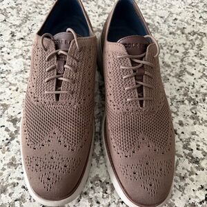 Cole Haan Brown Oxford Shoes with Modern Knit Design